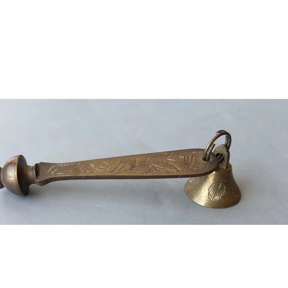 Vintage Sarna Brass India Bell Floral Engraved Rotary Phone Dialer